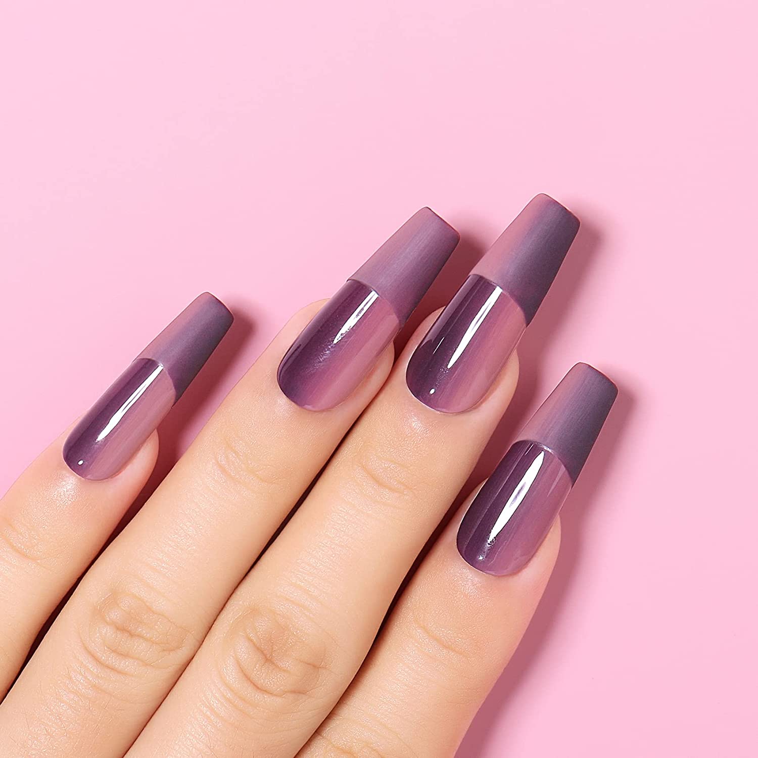 Aetorgc Press on Nails Matte Purple Fake Nails Long Stiletto False Nails  Full Cover Acrylic Nails for Women and Girls(24Pcs) : Buy Online at Best  Price in KSA - Souq is now